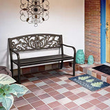 Garden Bench Outdoor Patio Bench for Outdoor, Park, Yard, Entryway, Iron Metal Frame