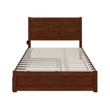 Queen Bed with Footboard and Twin XL Trundle in Walnut