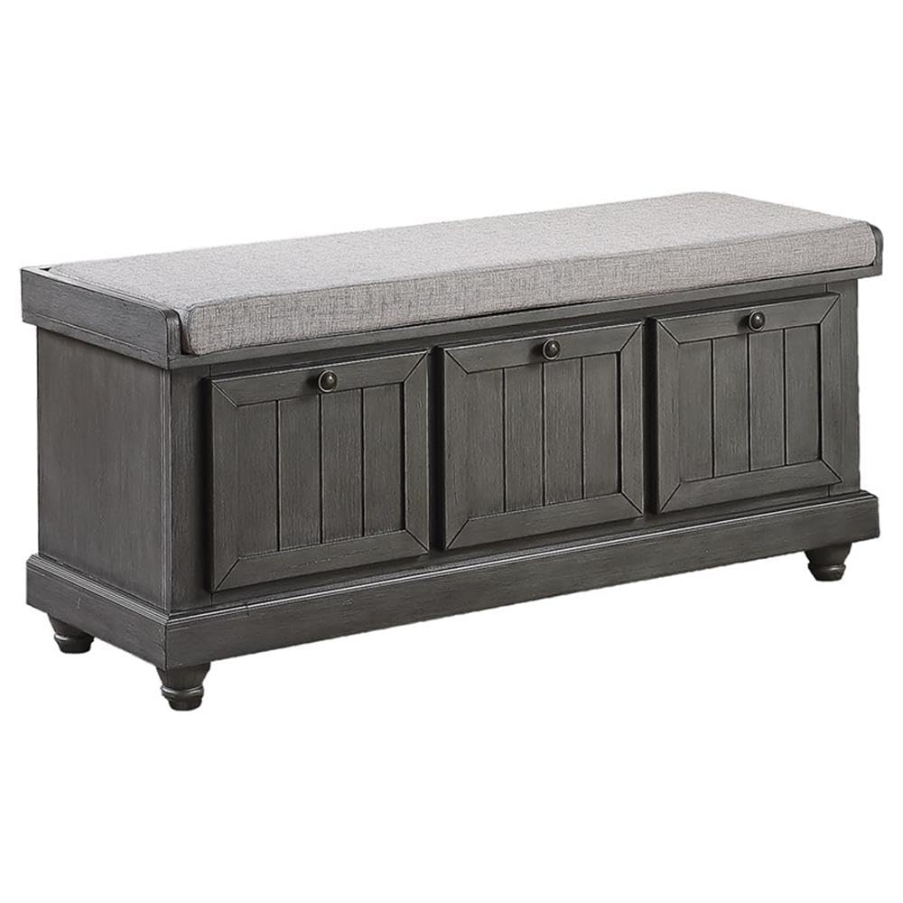 Wood Storage Bench in Dark Gray