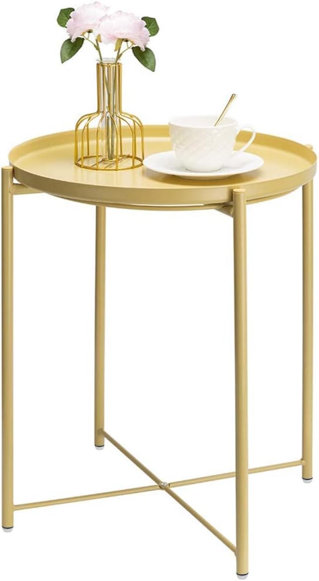 White End Table, Outdoor White Side Table for Small Spaces Accent Patio Side Table Round