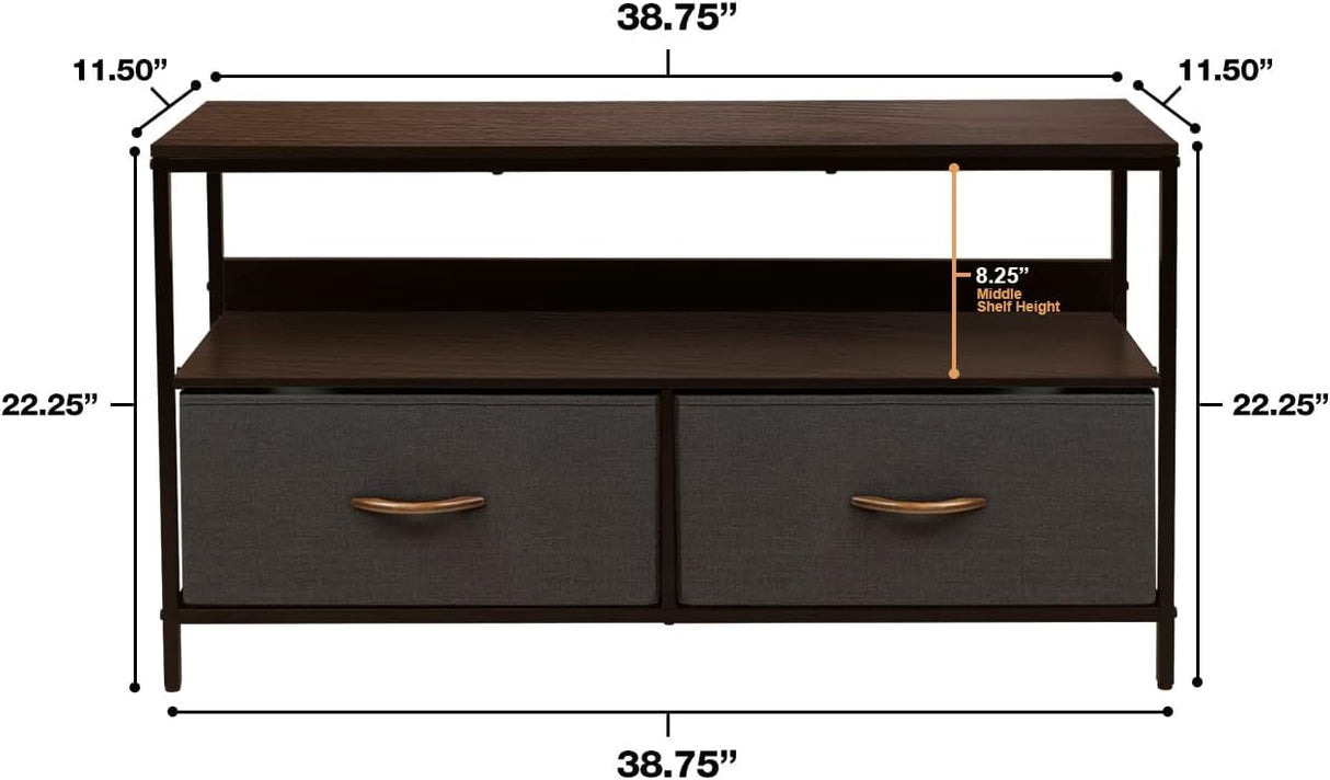 TV Stand Dresser with 2 Drawers - Television Riser Chest with Storage - Bedroom