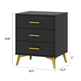 19.7" End Table Bedside Table with 3 Drawers, Modern Nightstand