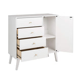 Milo Mid-Century Modern 4-drawer Chest with Door - White