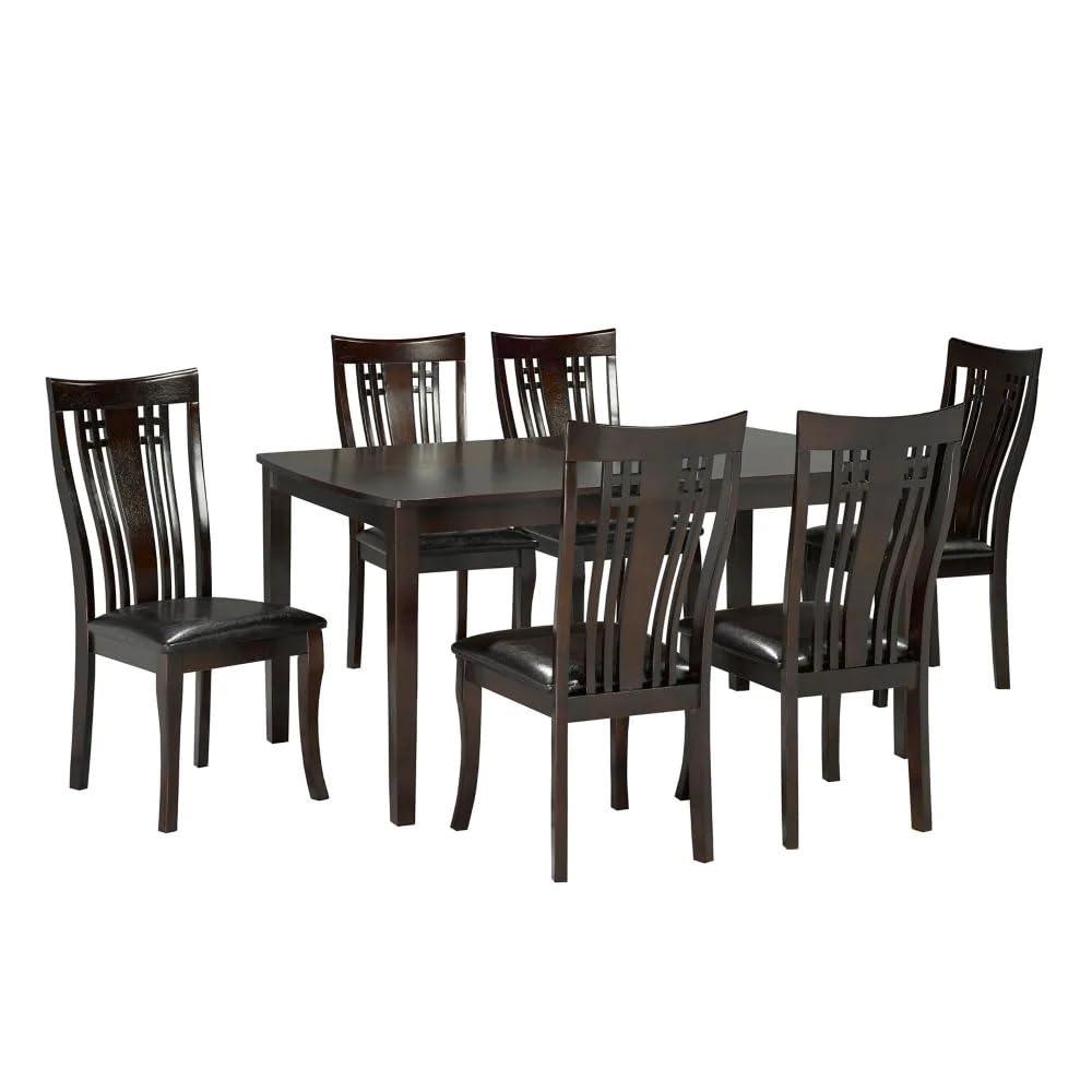 7-Piece Cappuccino Dining Room/Kitchen Table Set,