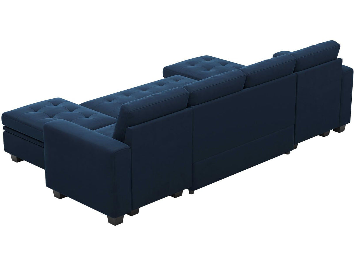 Modular Sectional Sleeper Sofa with Pull Out Bed Convertible U Shaped Sectional Sofa