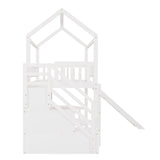 House Bed Loft Bed with Slide, Twin Loft Bed with Stairs and Storage