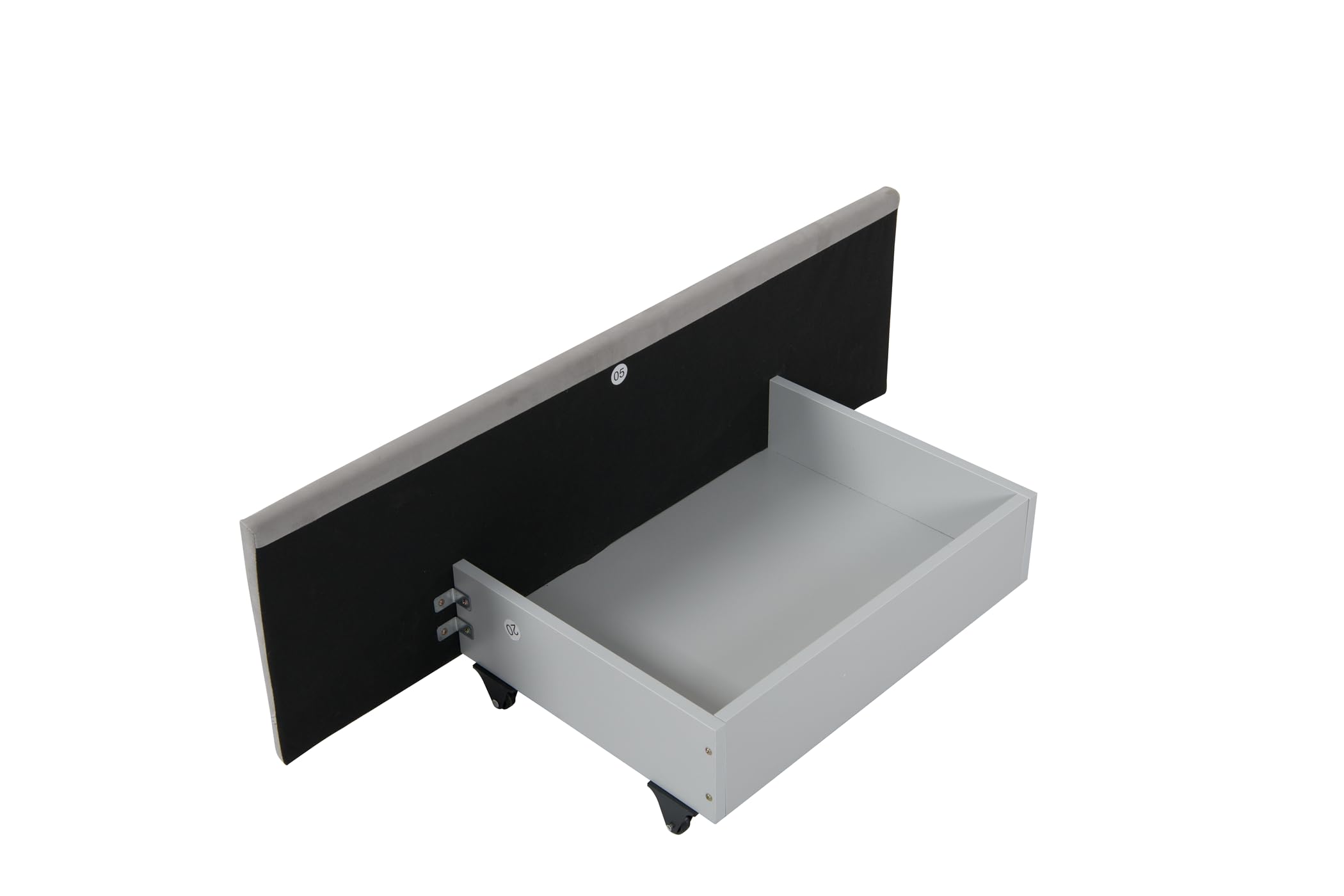Plush Velvet Upholstered Platform Bed Frame with 2 Big Drawers Trundle for Kids Teens