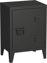 Modern End Side Table Steel Bedside Storage Cabinet with Shelf Easy Assembly for Living