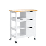 Small Solid Wood Top Kitchen Island Cart on Wheels with Storage