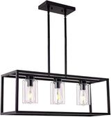 Dining Room Lighting Fixture Hanging Farmhouse Black 3 Light Modern Pendant