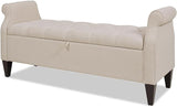 Jacqueline Tufted Roll Arm Storage Bench,