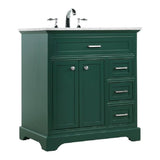 Americana 32" Metal MDF Marble Single Bathroom Vanity in Green