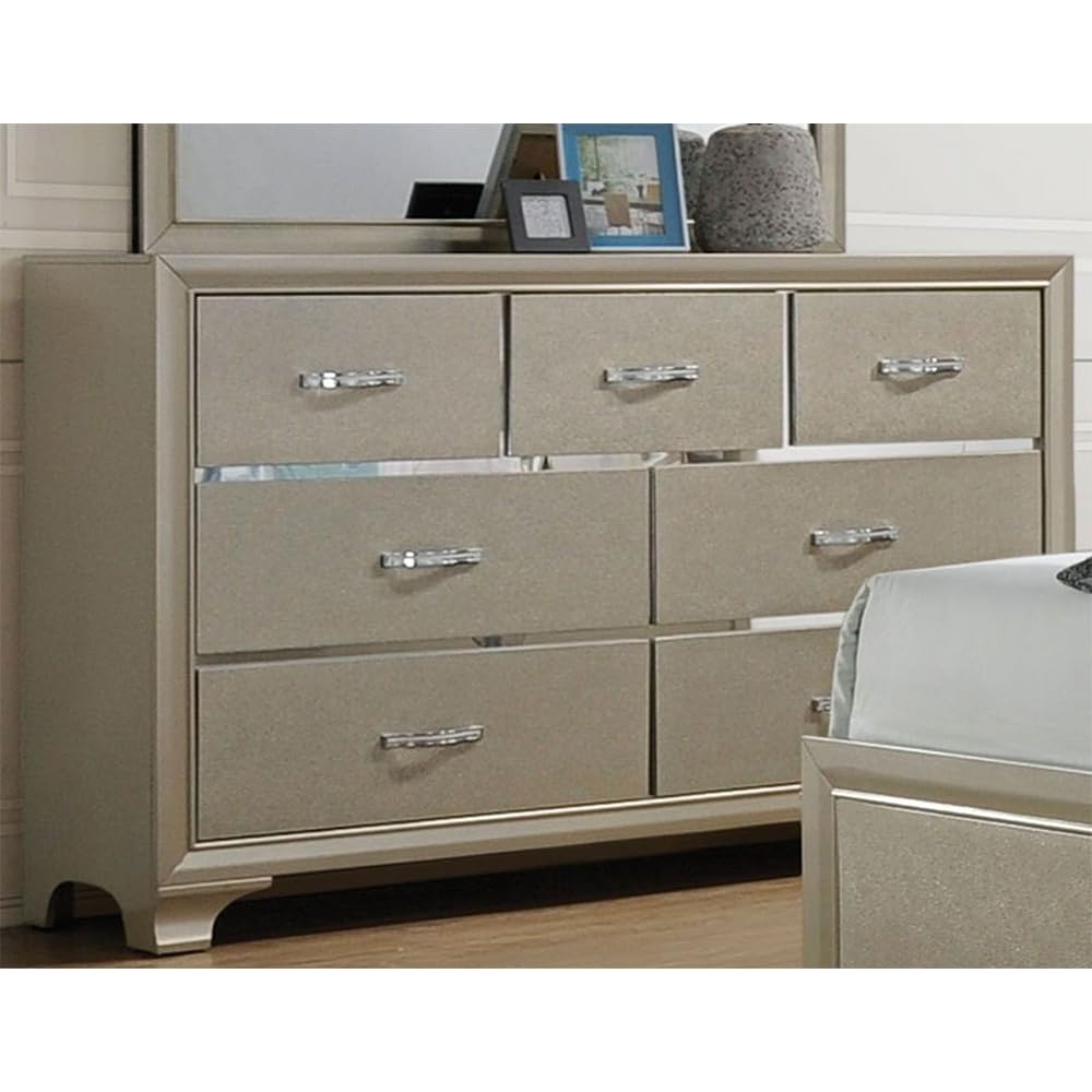 Acme Carine 7 Drawer Dresser in Champagne