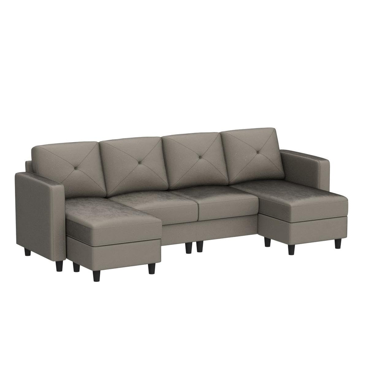 U Shaped Sectional Sofa Convertible Couch with Double Chaises 4 Seat Sofa with Ottomans for Living Room