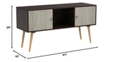 TV Stand with Two Storage Doors, and Solid Wood Legs, Chocolate