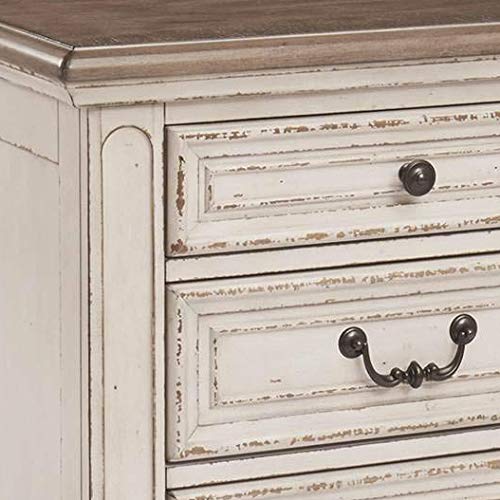 Realyn French Country 3 Drawer Nightstand with Electrical Outlets & USB Ports