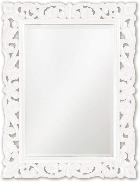 Rectangular Hanging Wall Mirror, Scroll Work Frame