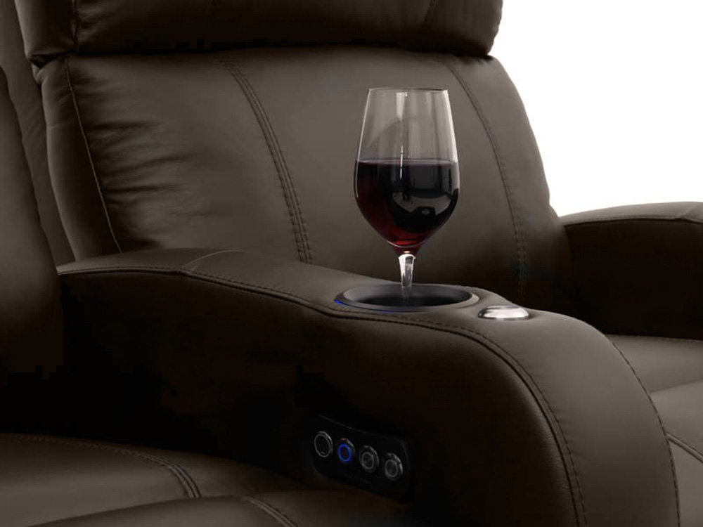 Diesel XS950 Theater Seats Brown Top-Grain Leather - Power Recline - Space Saver