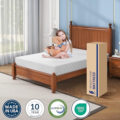 6 Inch Twin Size Memory Foam Mattress, Mattresses in a Box, Breathable Removable