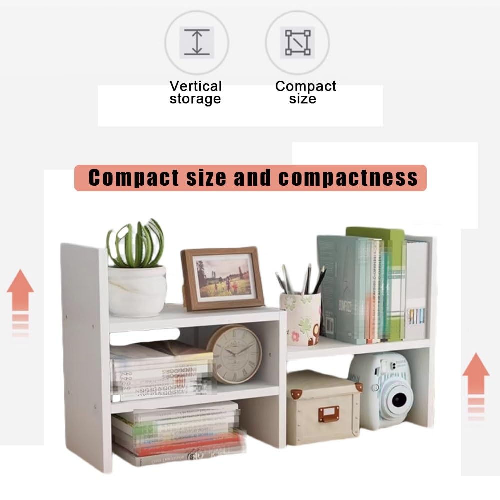 SHADAOYU Multi-Functional Desk Bookcase, Small Lightweight Desktop Organiser, Desktop Shelf Rack, Desk File Organiser, Freestanding Desk Shelf for Storage and Organisation
