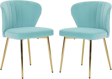 Velvet Dining Chairs Set of 2, Modern Upholstered Vanity Chairs with Golden Metal