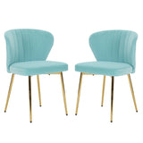 Velvet Dining Chairs Set of 2, Modern Upholstered Vanity Chairs with Golden Metal