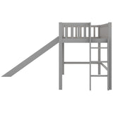 Twin Loft Bed with Slide,Wood Loft Bed Low Profile for Boys Girls, Built-in Ladder