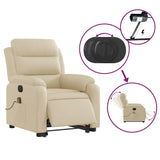 Massage Recliner Chair - Power Lift, Reclining Armchair with Vibration Massage, Side Pocket, Cream Fabric for Elderly Comfort in Home Use