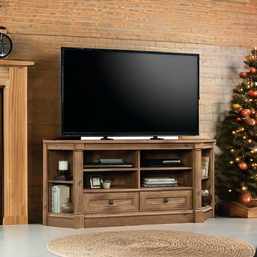 Palladia Corner TV Stand Console Entertainment Credenza, in Vintage Oak