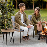 3 Pieces Outdoor Bistro Set, All-Weather Wicker Patio Furniture Set