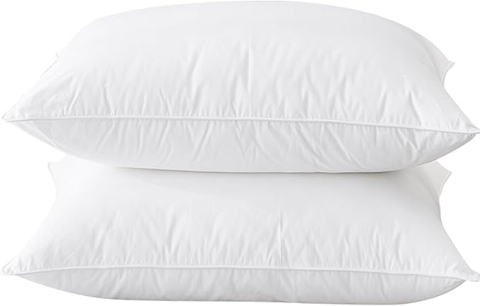 50/50 Goose Feather Down Pillows - King Size 2 Pack - Made in New York, Medium Support for All Sleepers