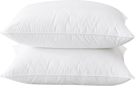 50/50 Goose Feather Down Pillows - King Size 2 Pack - Made in New York, Medium Support for All Sleepers