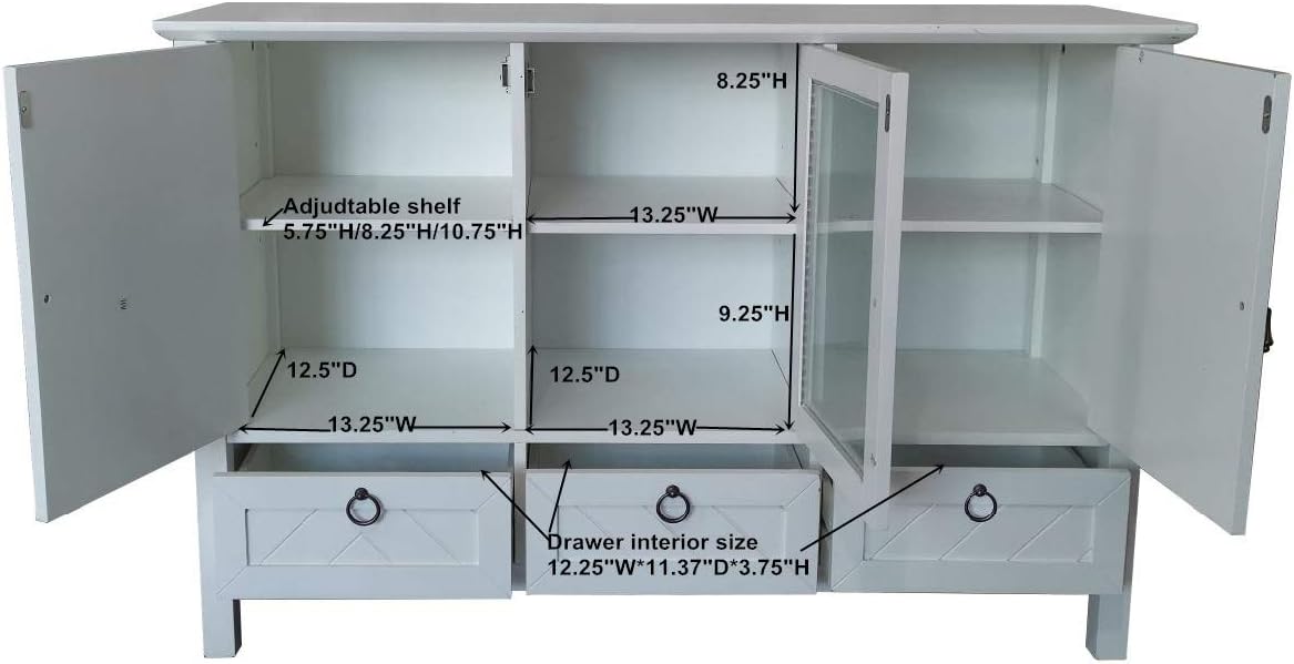 Evans Sideboard Buffet Console Table Storage Cabinets, White
