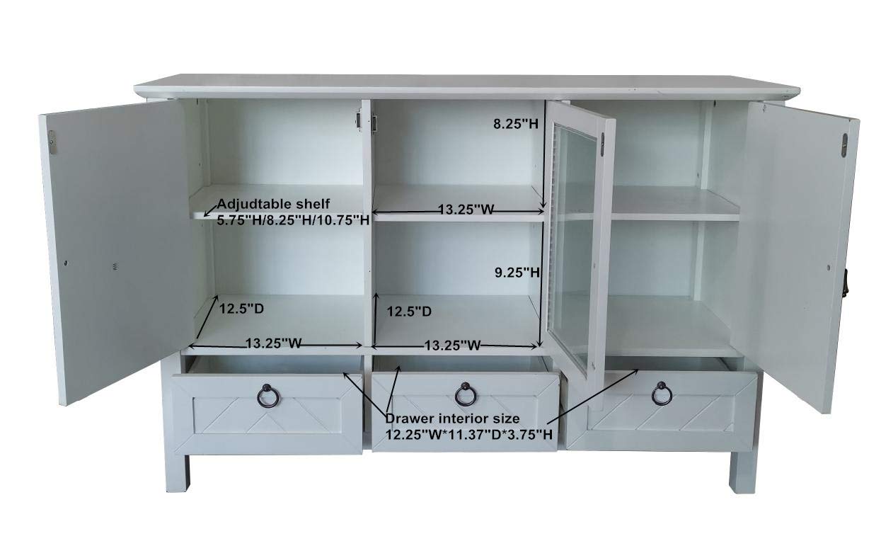 Evans Sideboard Buffet Console Table Storage Cabinets, White