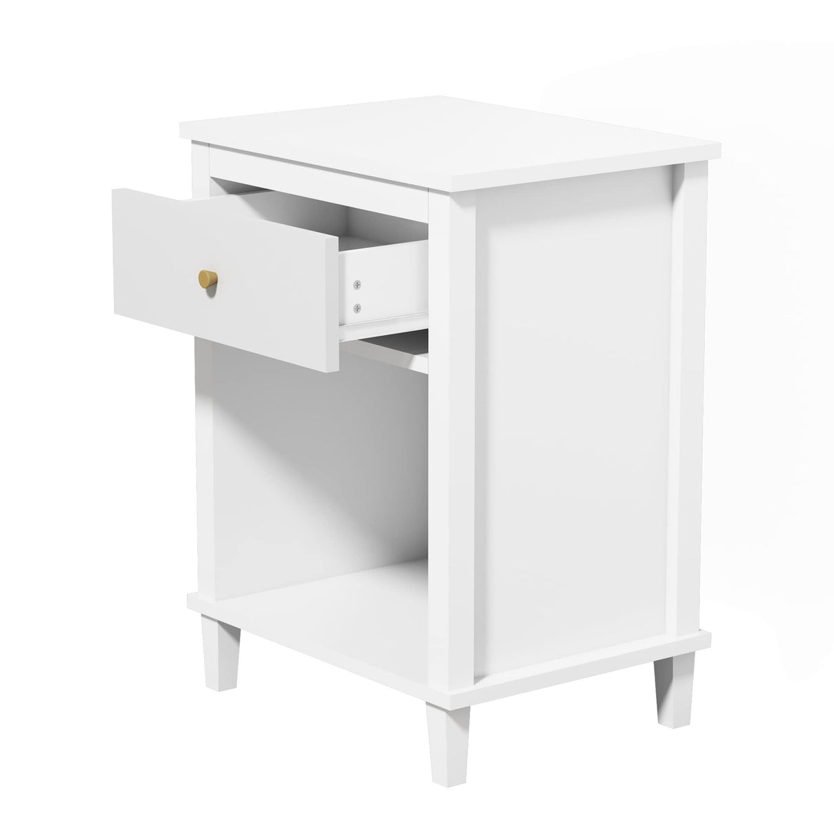 Kids Nightstand Modern Kids Bedside Table with Drawer & Open Storage Shelf Wood End