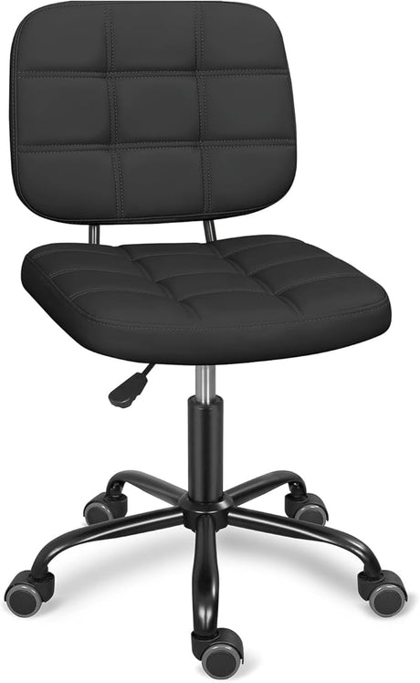 Armless Home Office Desk Chair with Wheels, Modern Ergonomic Drafting Rolling Chair