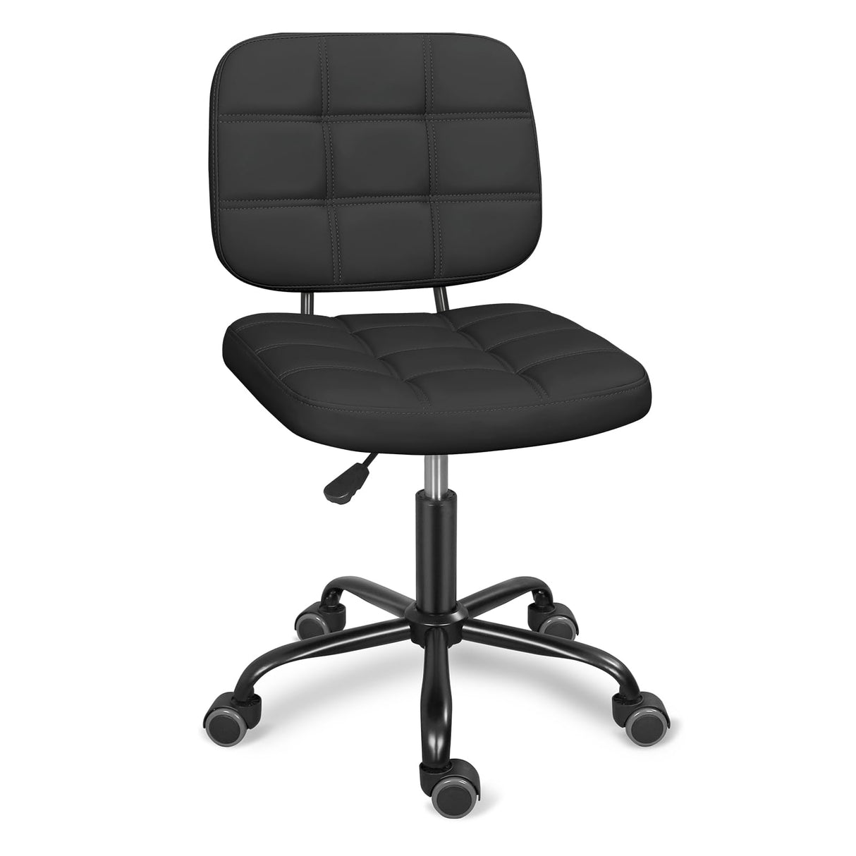 Armless Home Office Desk Chair with Wheels, Modern Ergonomic Drafting Rolling Chair