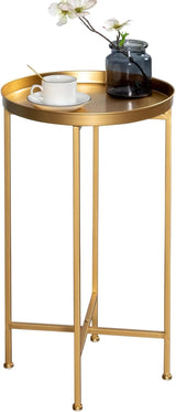 Small Round Metal End Table, Accent Indoor&Outdoor Coffee Side Table