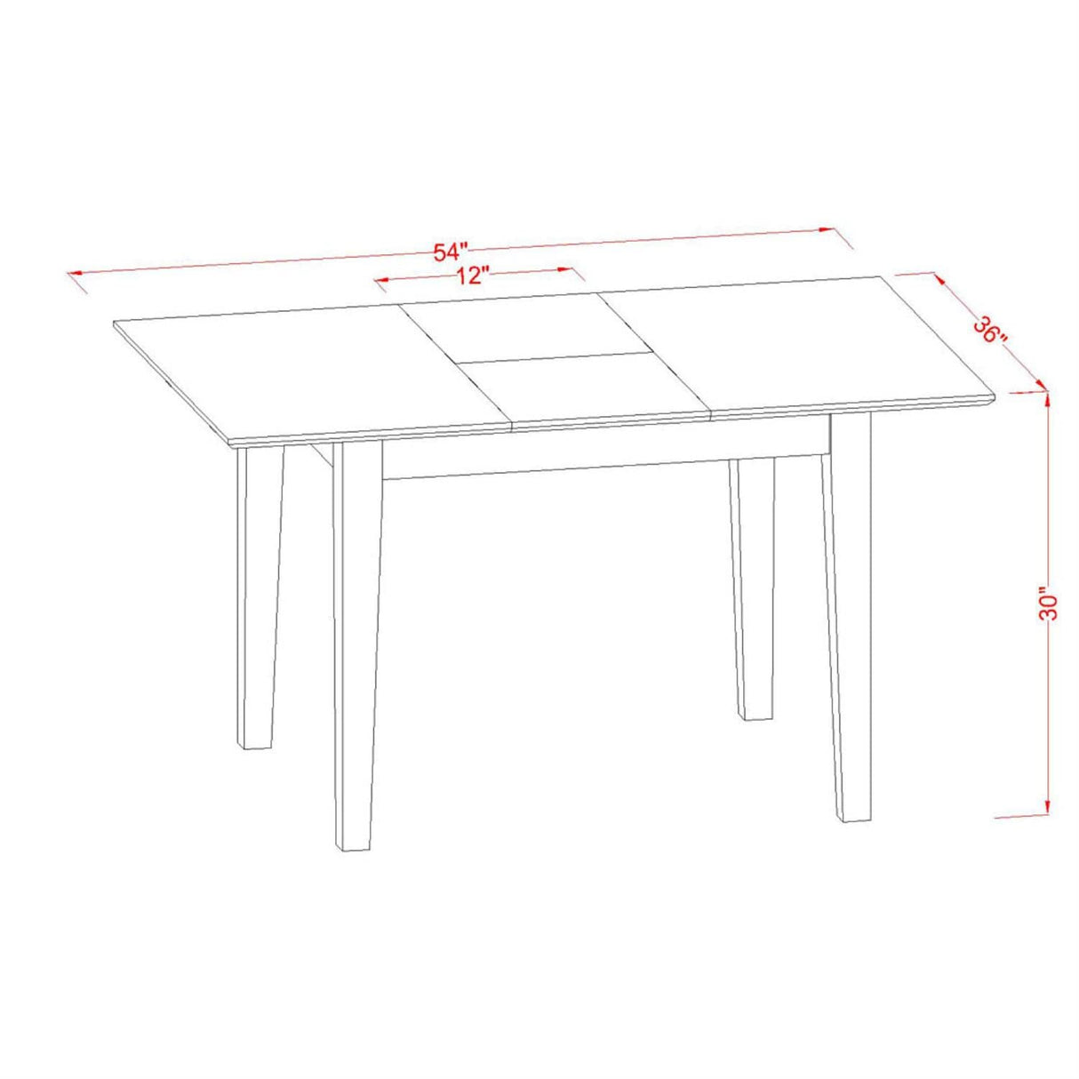 -SBR-C 5 Piece Kitchen Table Set for 4 Includes a Rectangle Dining Room Table with Butterfly Leaf