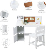 chair Set with Bookshelf, Bulletin Board, and Cabinets - Ideal for Boys and Girls Ages 3-8