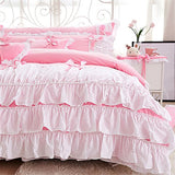 Shaggy Chic Ruffle 3-Piece Duvet Cover Set- Soft Cotton Girls Bedding with Cute