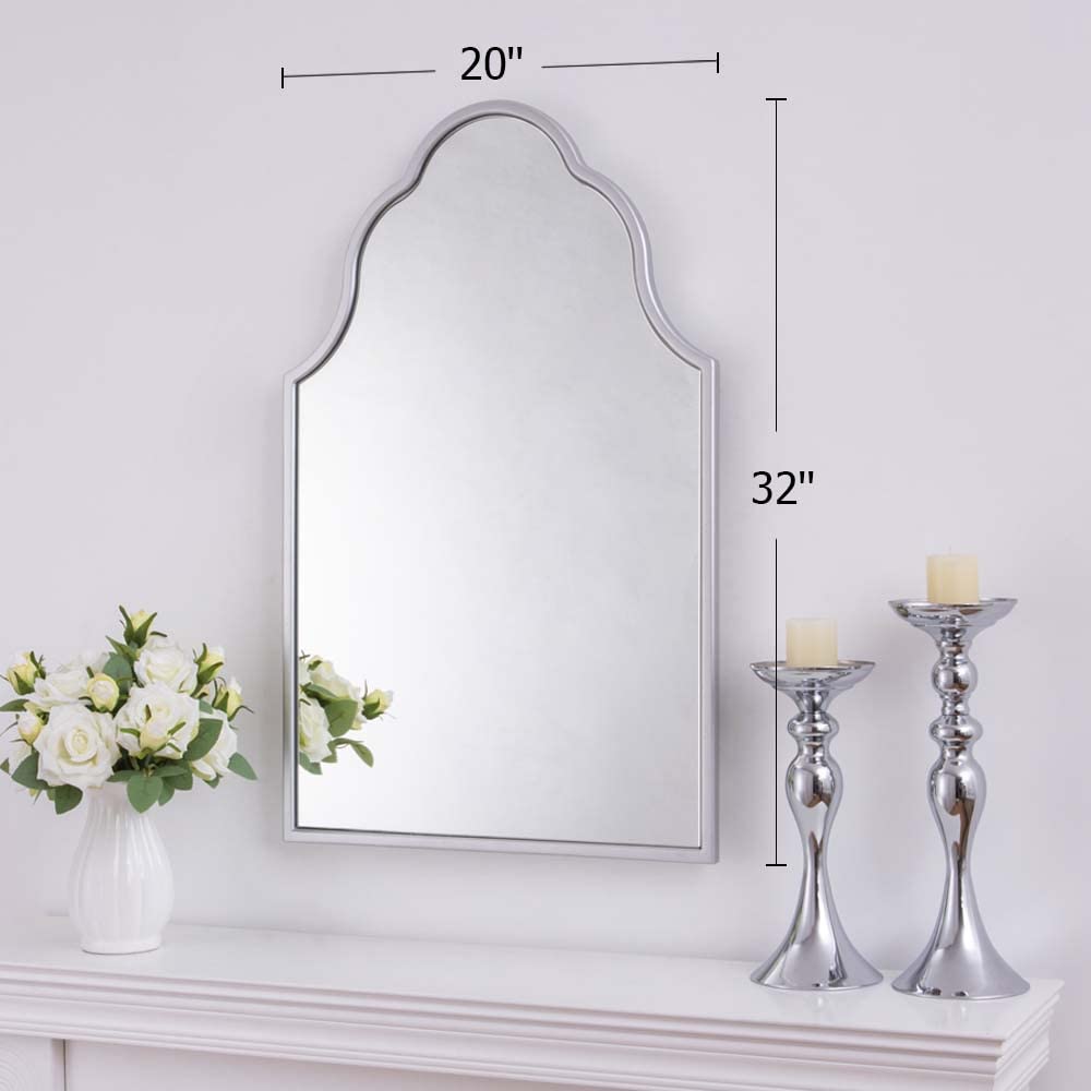 Arched Mirror for Wall, 32"X20" Moroccan Bathroom Mirror with Wood Frame