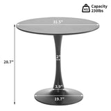 Round Dining Table,31.5”Kitchen Table for 2-4 People,MDF Table Top with Metal Pedestal Base