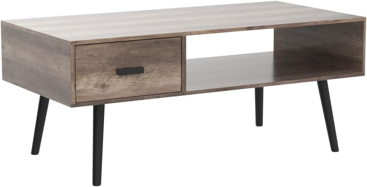 Coffee Table with Storage for Living Room, Coffee Table with Drawer and Shelf