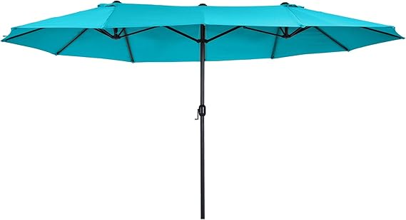 Extra Large 15ft Patio Umbrella, Double-Sided Outdoor Umbrella with Crank Handle and Air Vents for Backyard