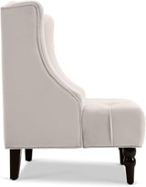 BELLEZE Modern Wingback Accent Chair, Tufted Velvet Living Room High Back Chair with Thick Padded Cushioned Seats & Wood Legs, Victorian Chesterfield Style - Hyde (Cream)