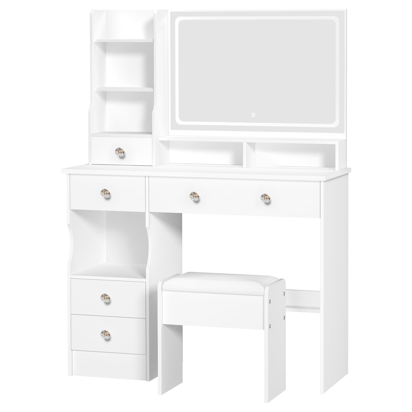 Vanity Desk with Mirror and Lights, Makeup Vanity with Stool, Vanity Mirror with Lights