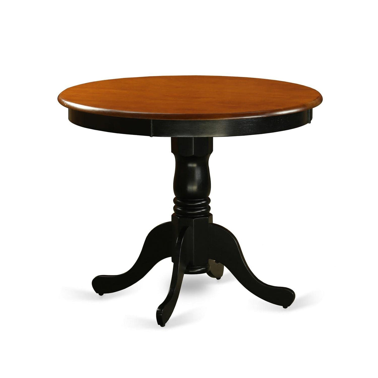 ANPL5-BLK-W 5 Piece Kitchen Set Includes a Round Dining Room Table with Pedestal and 4 Solid Wood Seat Chairs,