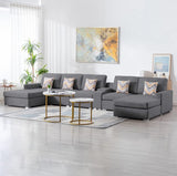 Nolan Gray Linen Fabric 6Pc Double Chaise Sectional Sofa