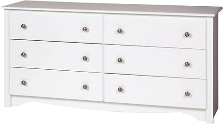 Gray Double Dresser for Bedroom 6 Drawer Wide Chest